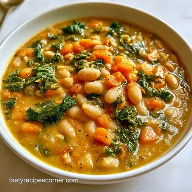 White Bean Kale Soup in 34 Minutes Recipe Card