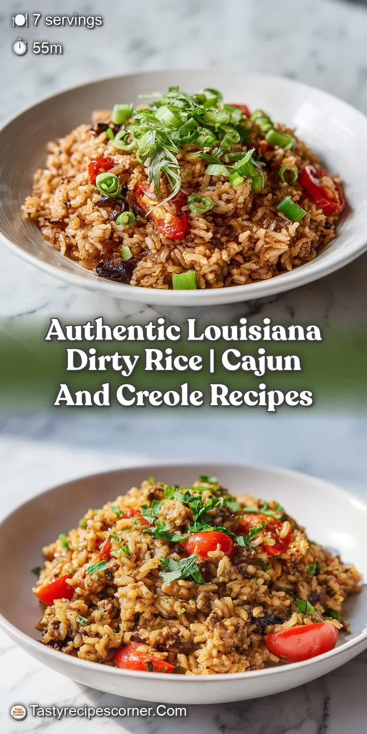 Close-up of fluffy dark brown rice flecked with savory bits and bright green herbs, looking deeply flavorful.