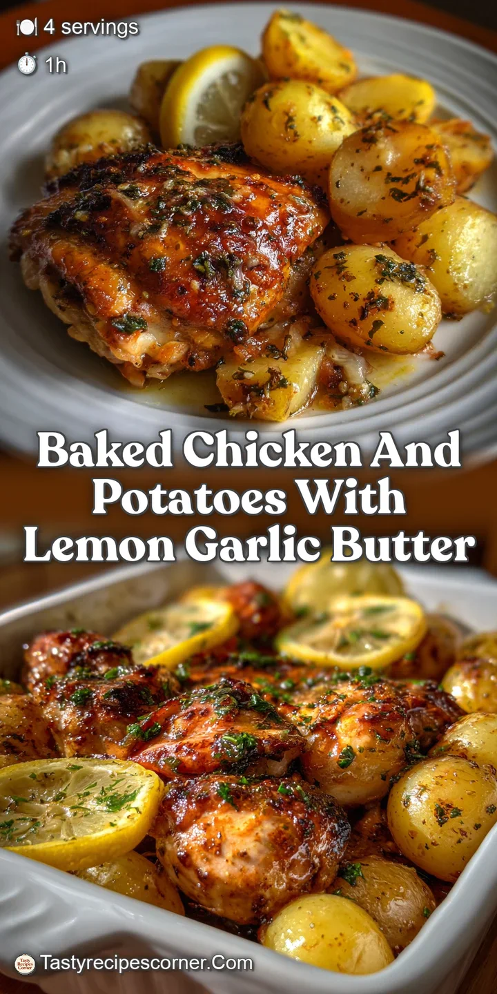 Baked Chicken and Potatoes with Lemon Garlic Butter