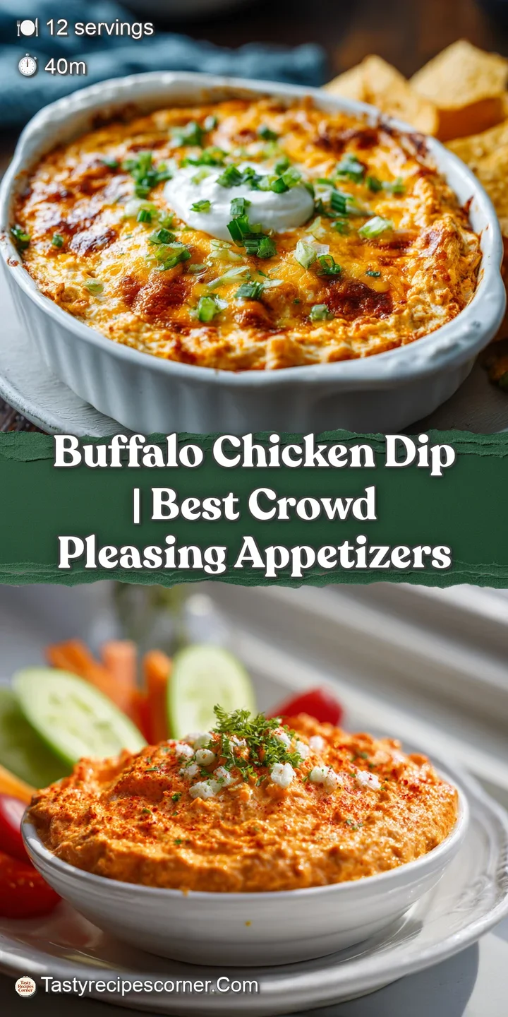 Close-up of creamy, spicy buffalo chicken dip with melted cheddar, a hint of red pepper flakes.