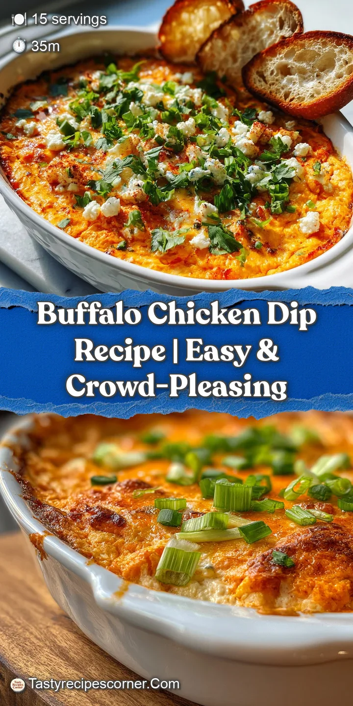 Close-up of warm, gooey buffalo chicken dip with visible shreds of chicken and a vibrant orange hue from the hot sauce.