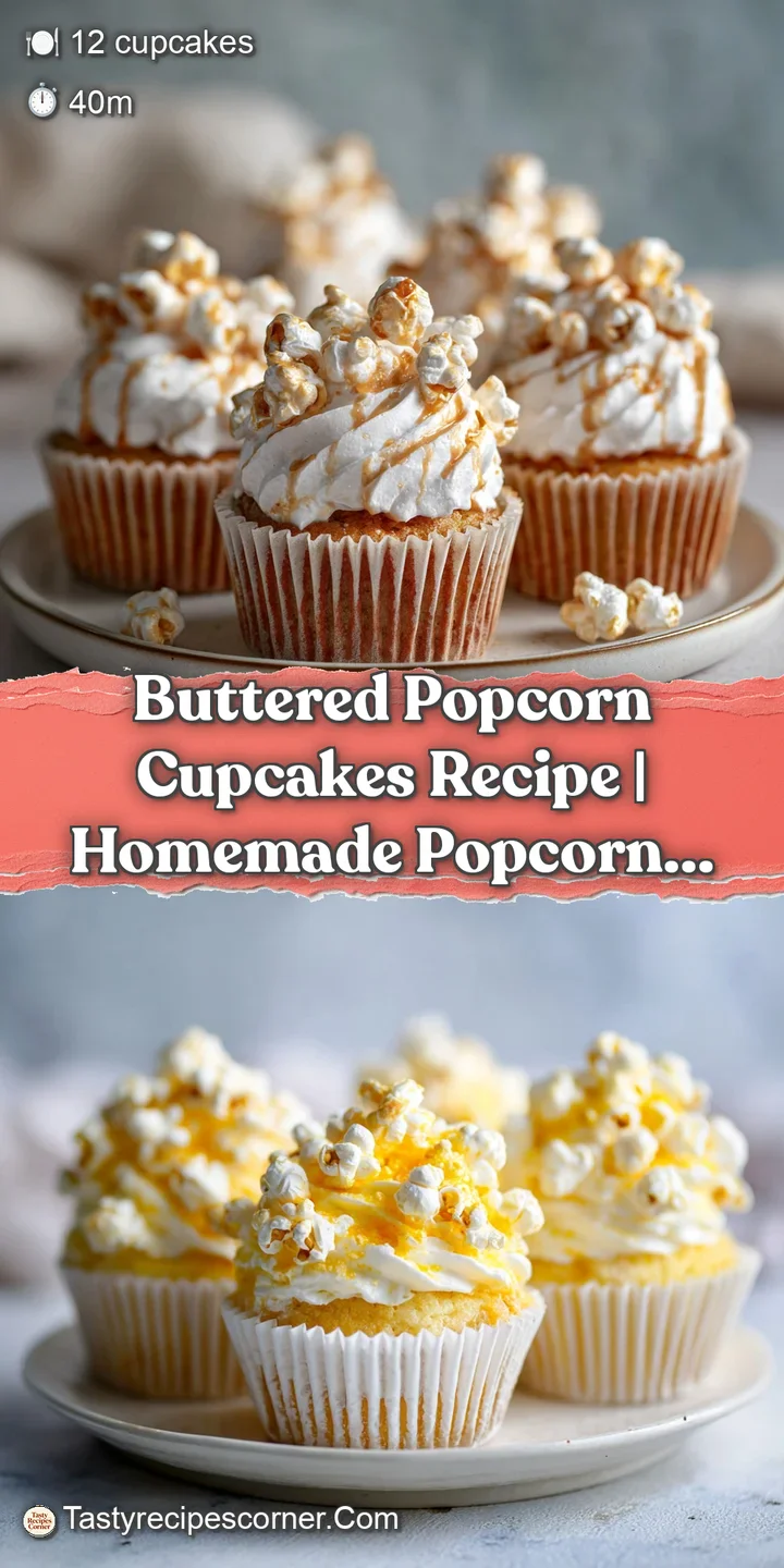 Close-up of a buttered popcorn cupcake: moist cake, airy frosting, and shiny candy create a tempting, playful treat.