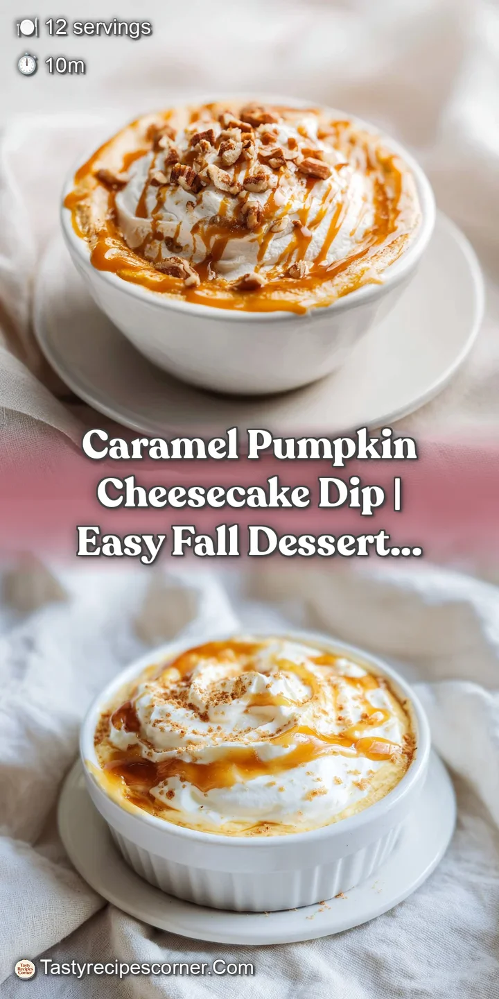 Close-up of smooth, golden caramel cascading over a thick, pale pumpkin dessert dip.