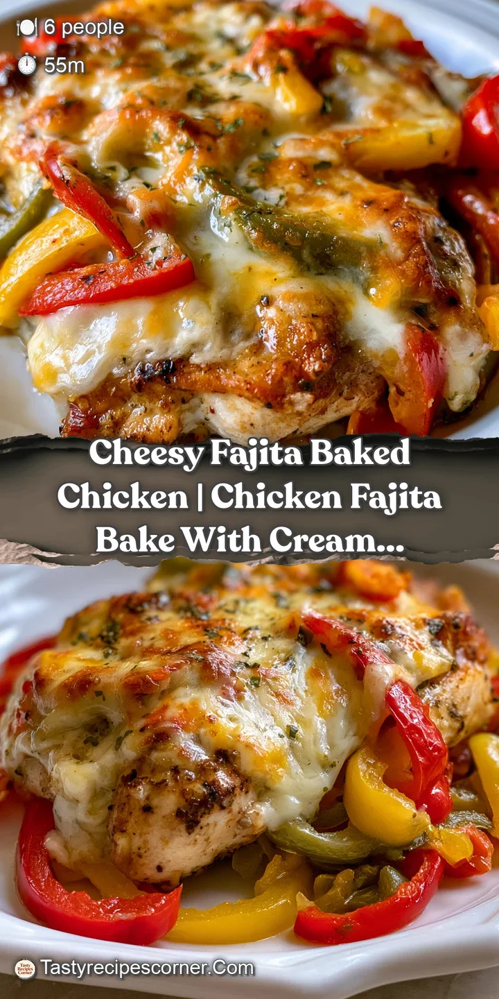 Close-up of bubbling, toasted cheese stretching over juicy chicken breast and charred red and green peppers.
