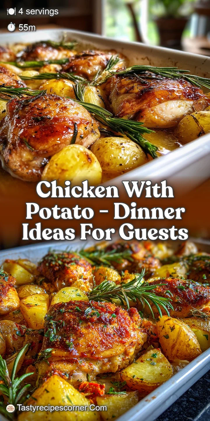 Juicy, tender chicken thigh with a crispy skin resting next to a golden-brown potato, revealing a fluffy interior.