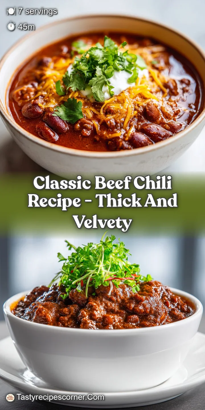 Close-up of steaming chili: Juicy ground beef, soft beans, and a vibrant blend of spices create an inviting, comforting im...