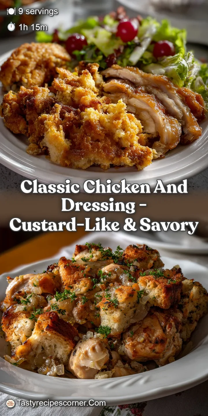 Classic Chicken and Dressing - Custard-Like & Savory