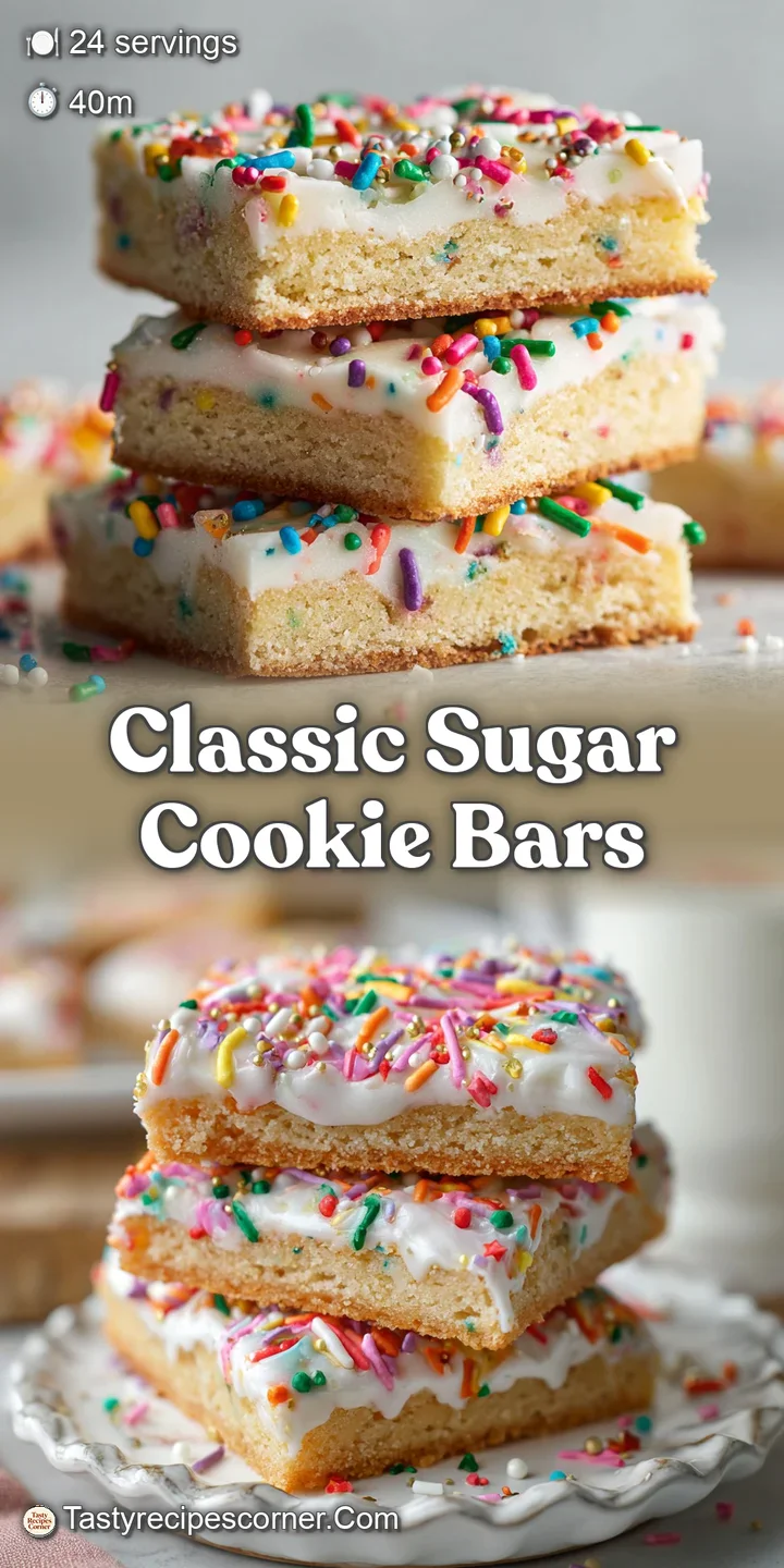 Close-up of sugar cookie bar, showing the soft texture of the cookie and the vibrant colors of the sprinkles.