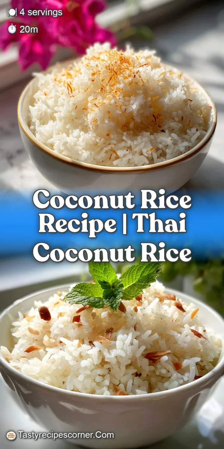 Close-up of creamy, pearly white coconut rice, glistening with sauce, showing fluffy texture and vibrant chili flake specks.