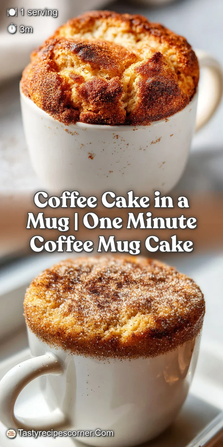 Close-up of a moist, cinnamon-swirled cake with a sugary crumble top and soft, airy crumbs in a rustic stoneware mug.