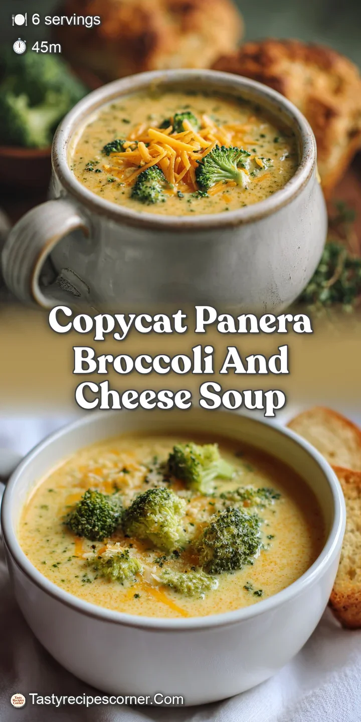 Close-up shot of rich, cheesy broccoli soup. Notice the tender broccoli florets and golden cheese melted into the creamy b...