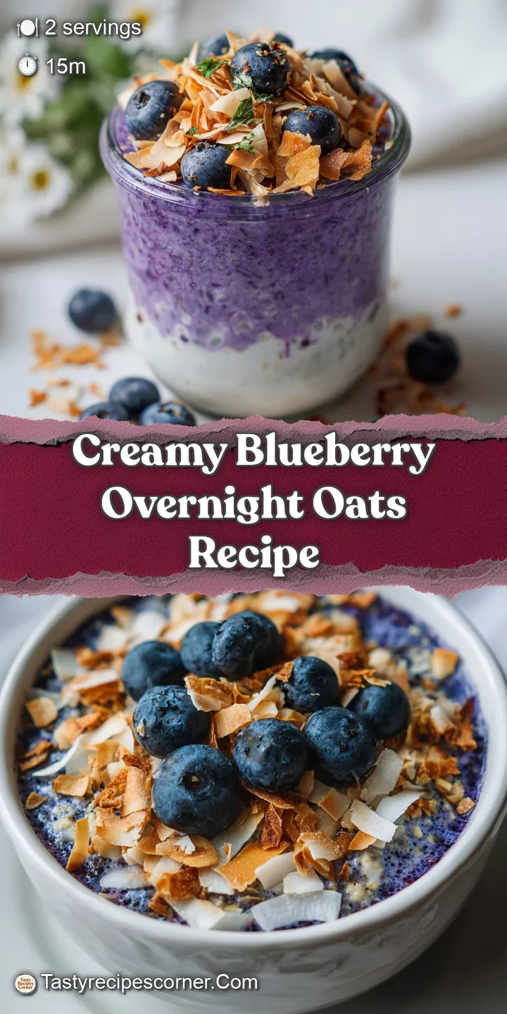 Close-up of a spoonful of cool, creamy oats studded with plump blueberries and crisp toasted coconut. Refreshing!