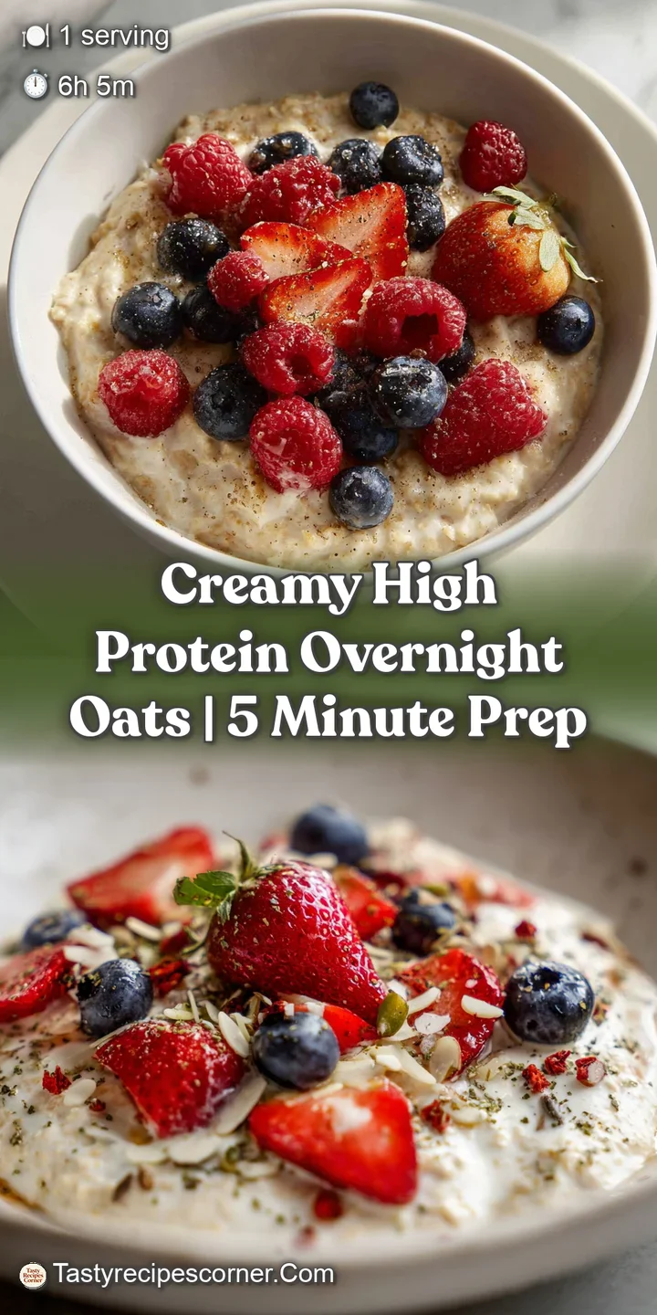 Close-up of thick, creamy overnight oats, speckled with juicy blueberries and the subtle texture of rolled oats.