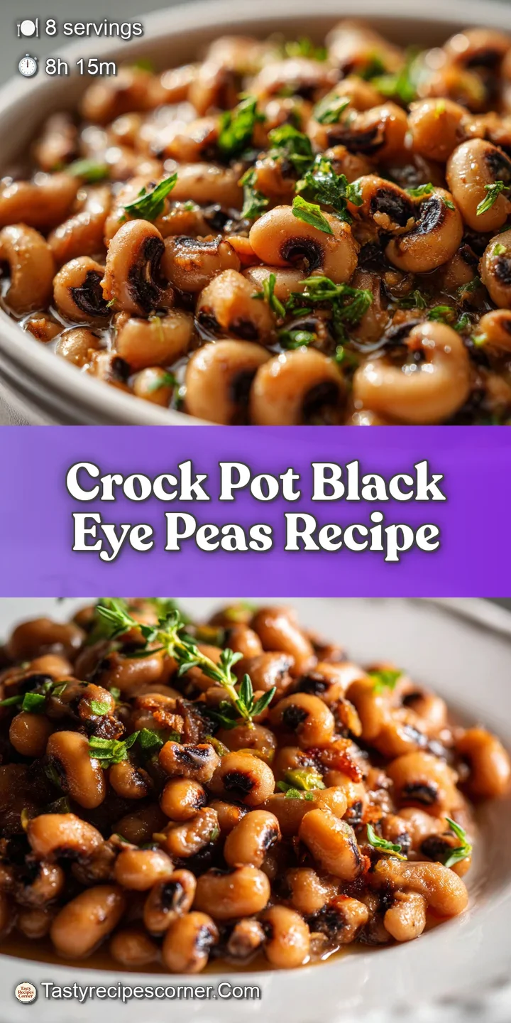 Close-up of tender black-eyed peas, simmered to perfection, bathed in savory juices with glistening surfaces.