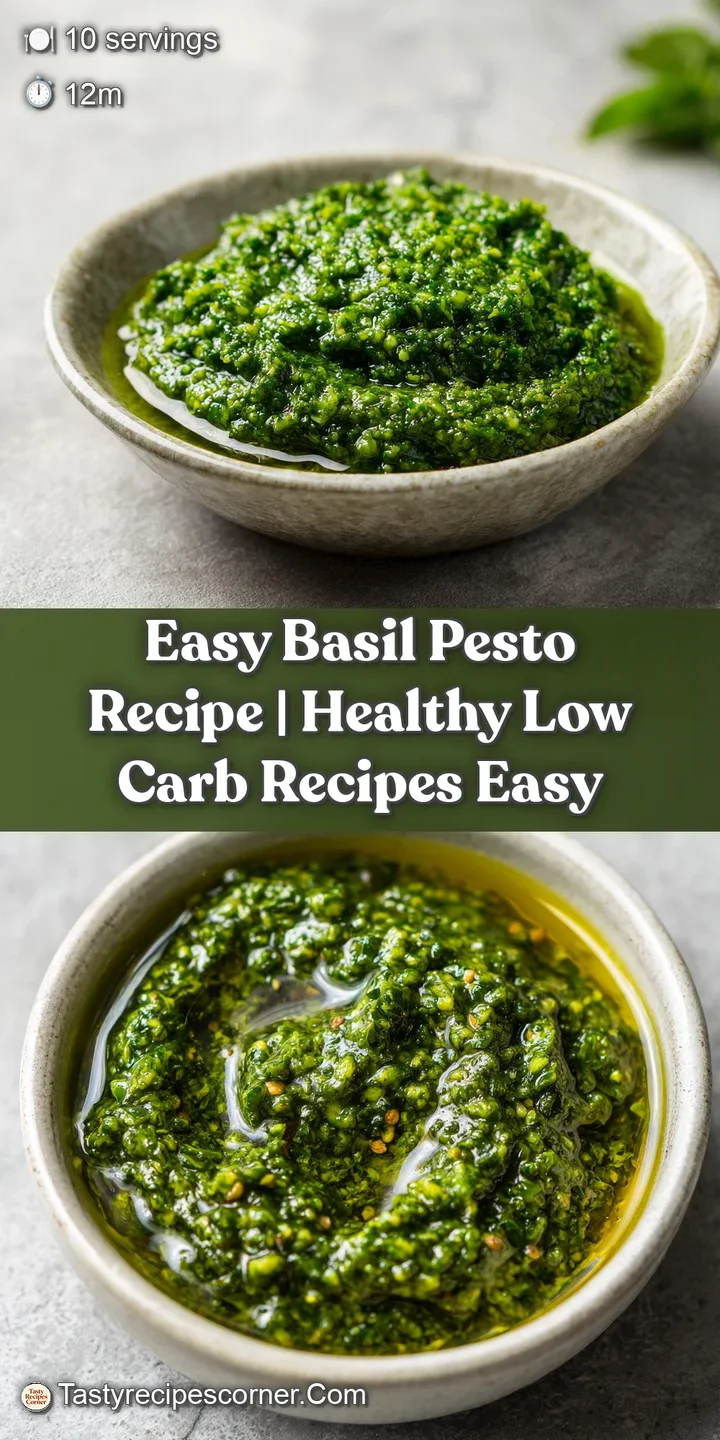 Extreme close-up of textured green pesto showing crushed pine nuts and flecks of parmesan in a rustic mortar
