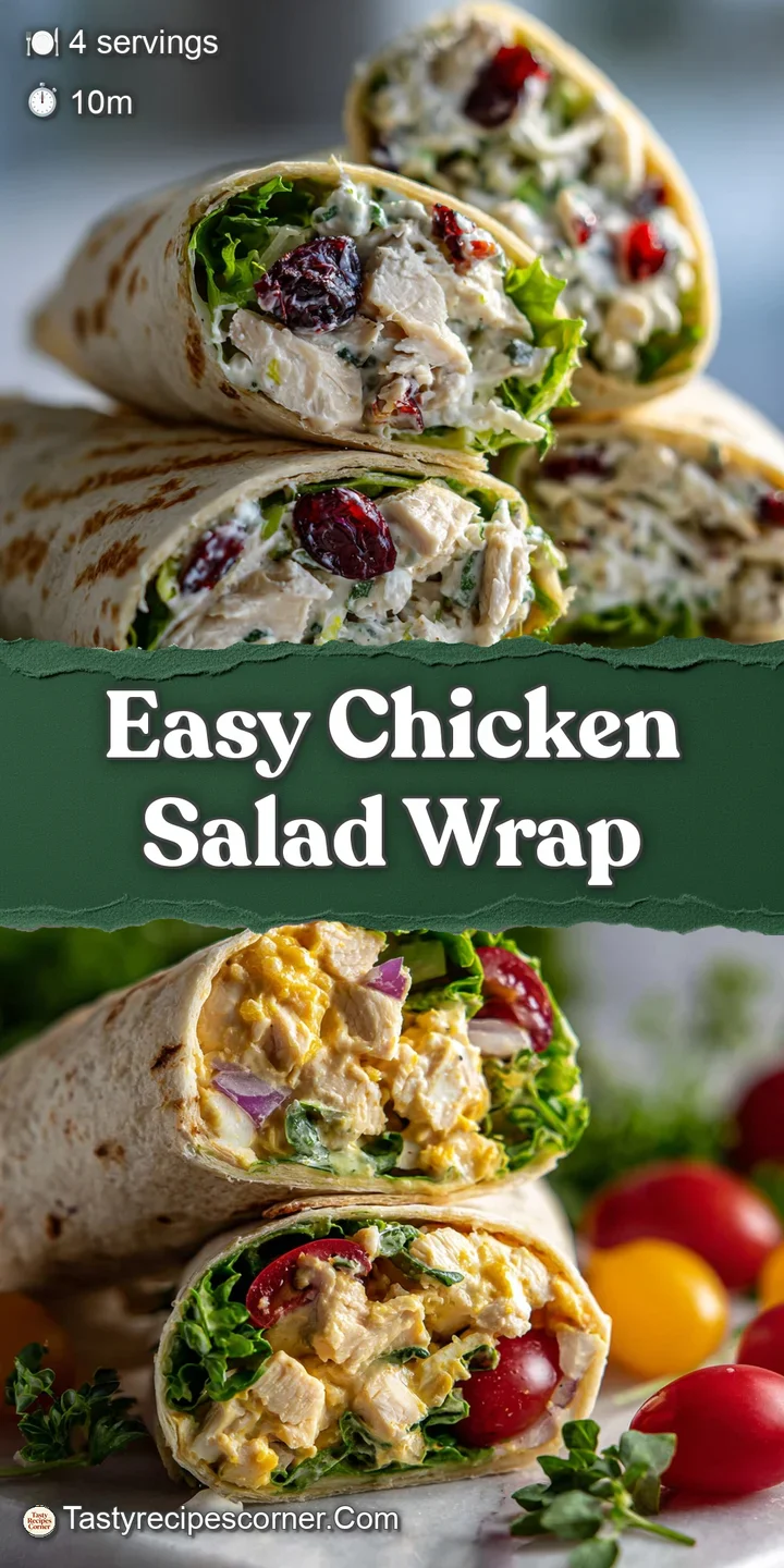Close-up of a chicken salad wrap, showcasing the creamy texture of the filling and the fresh, bright green lettuce peeking...