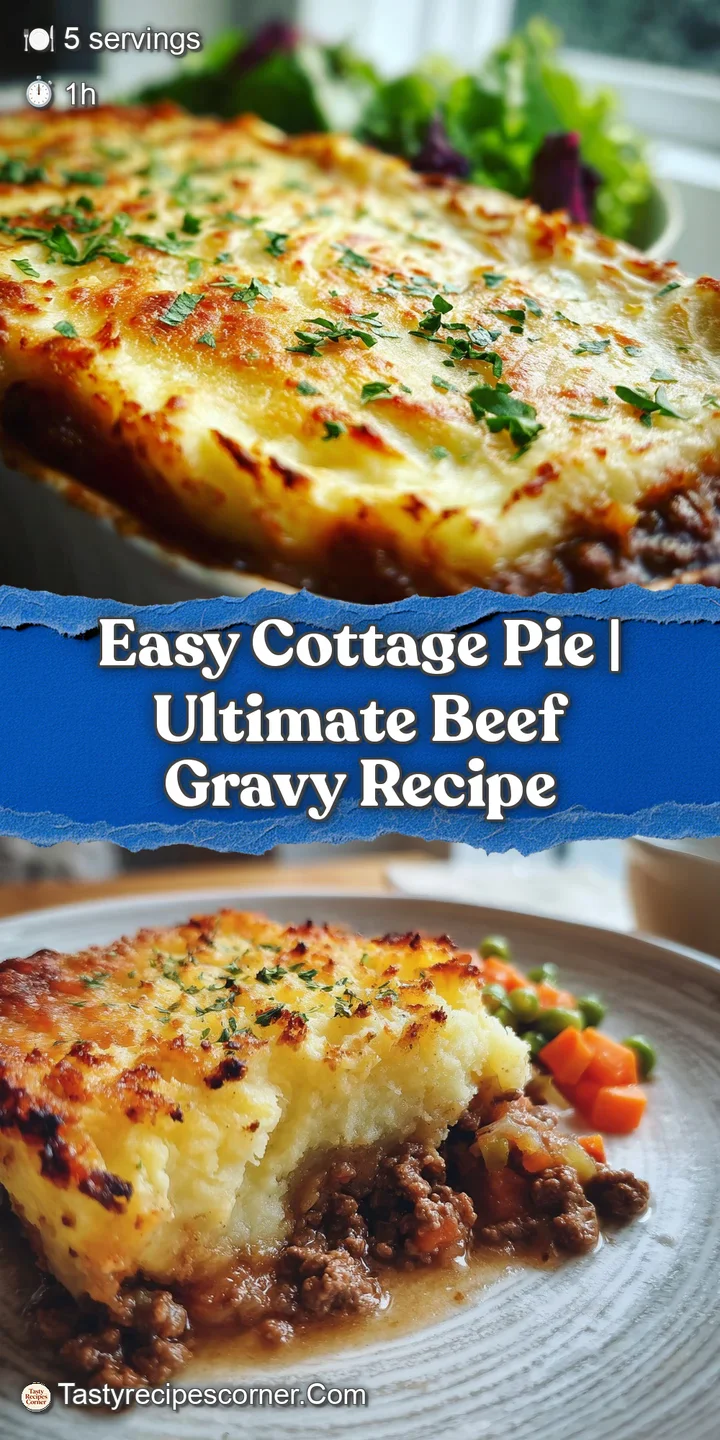 Close-up of a steaming, savory cottage pie revealing the textured, golden crust and a glimpse of the meaty, saucy filling ...