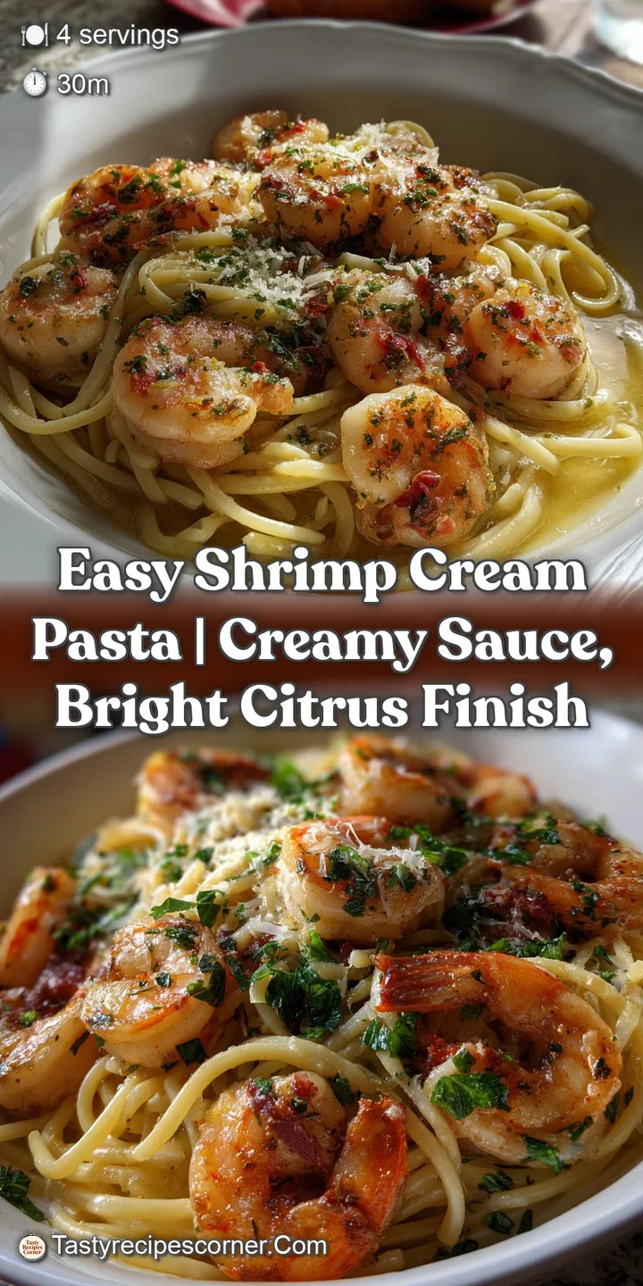 Easy Shrimp Cream Pasta | Creamy Sauce Bright Citrus Finish