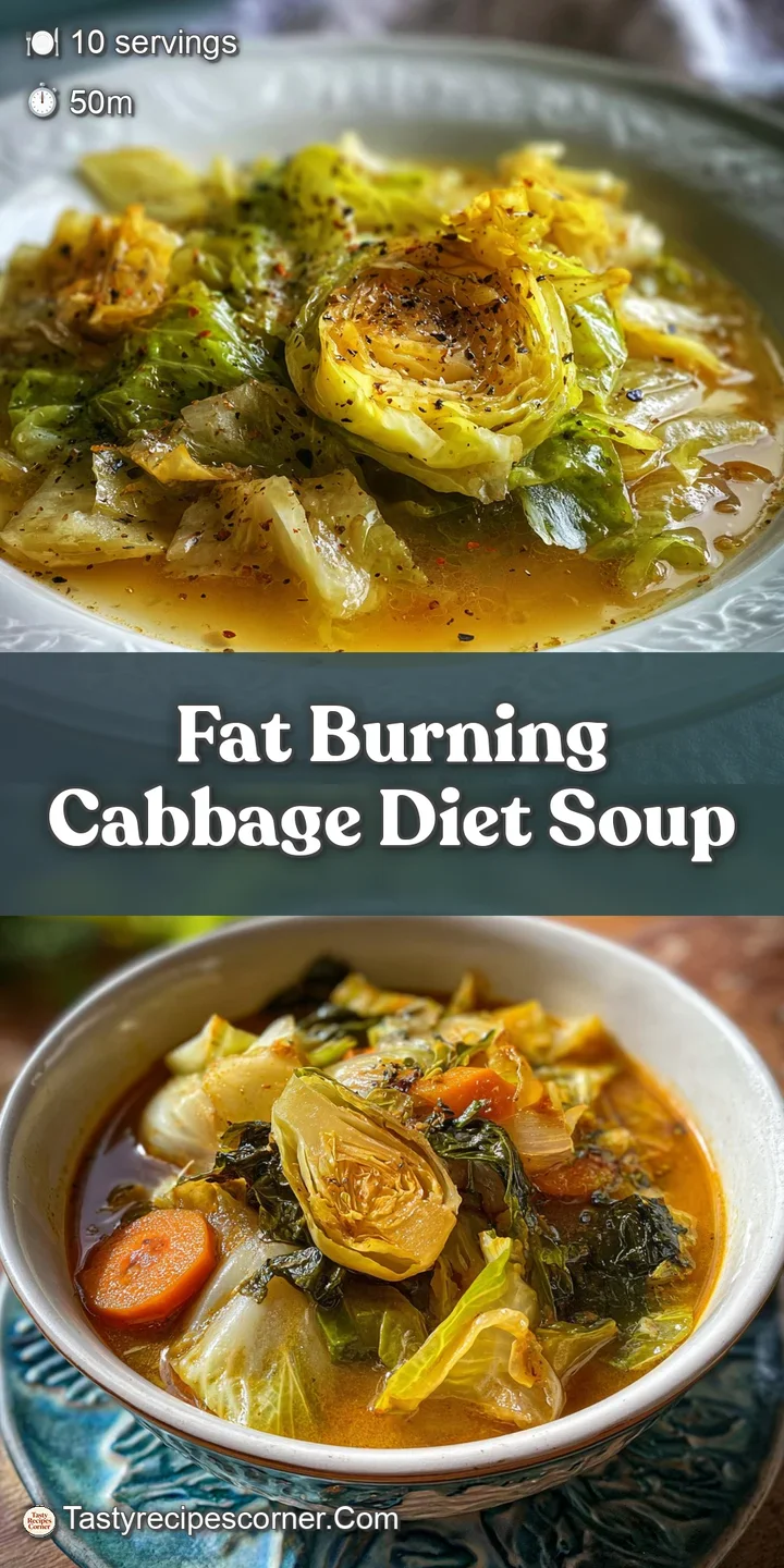 Close-up of a spoonful of thick, chunky cabbage soup revealing tender vegetables in a rich, savory broth. So flavorful!