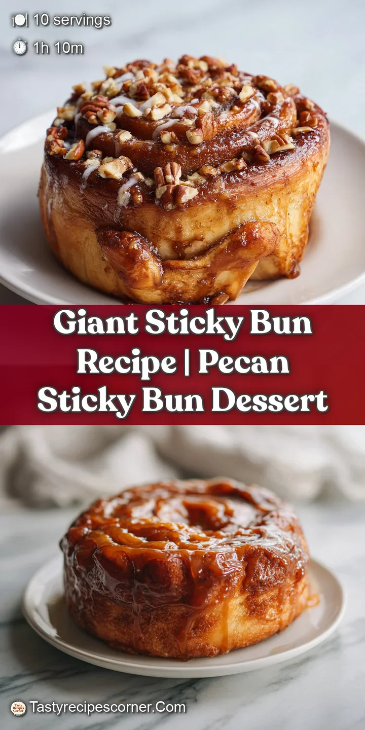 Close-up of a sticky bun showing the soft, pull-apart dough, glistening caramel, and toasted pecans, oozing with sweetness.