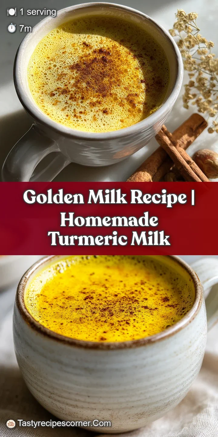 Creamy golden milk close-up shows flecks of spice. Swirls of turmeric create a warm, comforting, inviting beverage.