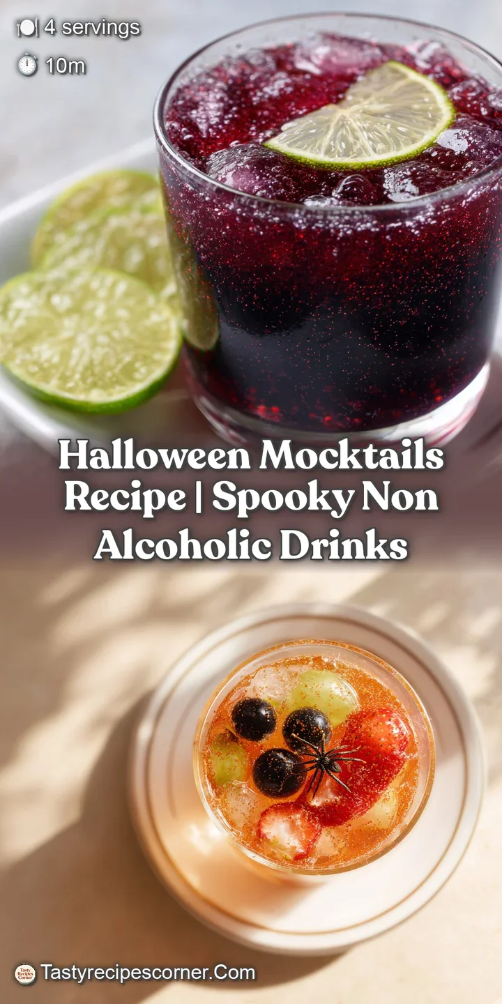 Close-up of a bubbly orange Halloween mocktail with a frothy top, candy garnish, and dry ice smoke effect for a spooky vibe.