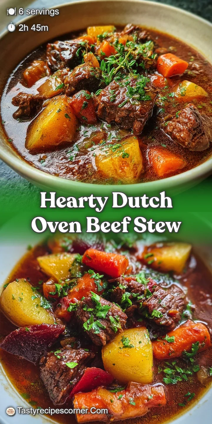 Close-up of glistening, slow-cooked beef chunks nestled among soft carrots and pearl onions in a thick, dark brown gravy.