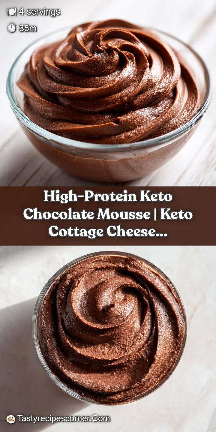 Close-up of velvety dark brown mousse with airy bubbles, topped with a dusting of cocoa and a bright berry.