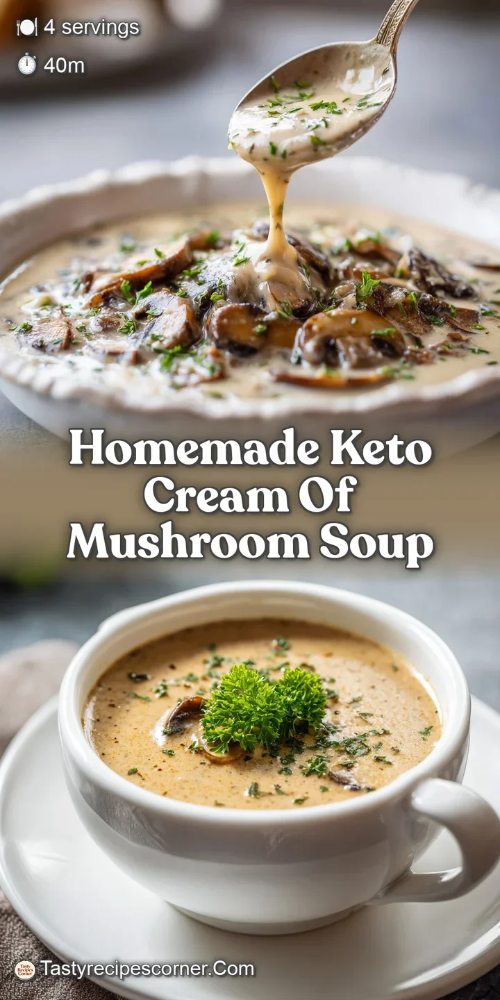 Close-up of luscious, steaming mushroom soup, highlighting the earthy colors and satisfyingly thick consistency. A comfort...