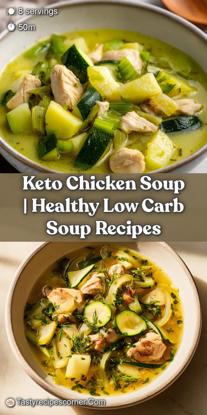 Close-up of steaming chunks of tender chicken and soft vegetables submerged in a rich, glistening yellow-gold broth.