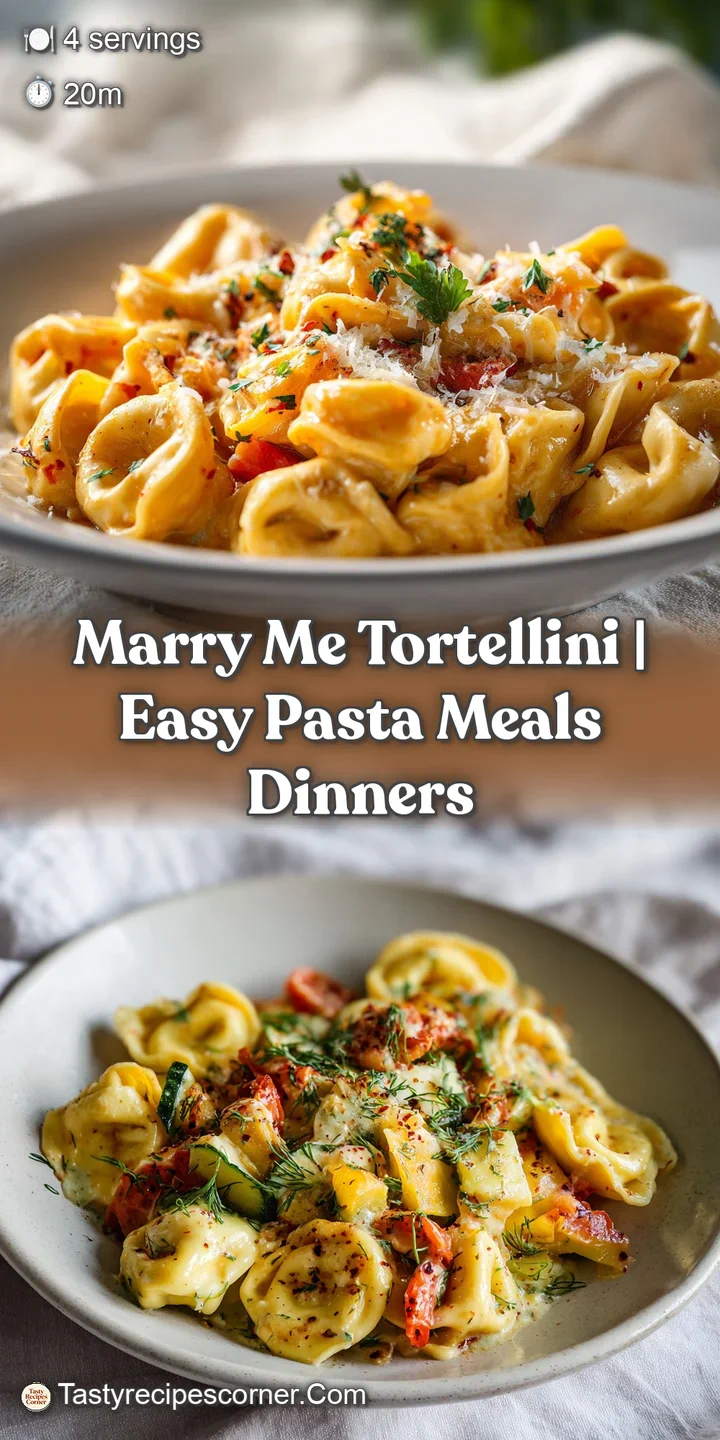 Close-up of tender tortellini submerged in a lusciously smooth, bright red-orange tomato cream.