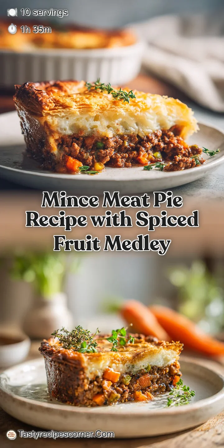 Close-up of a warm mince pie, steam rising, revealing the rich, textured filling and the intricate details of the golden c...