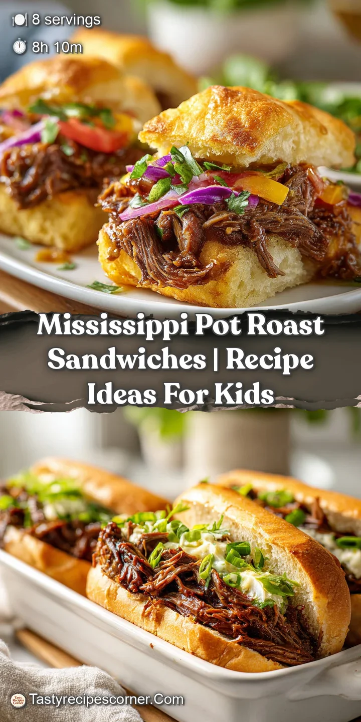 Close-up of succulent shredded pot roast overflowing a soft bun, glistening with savory juices.