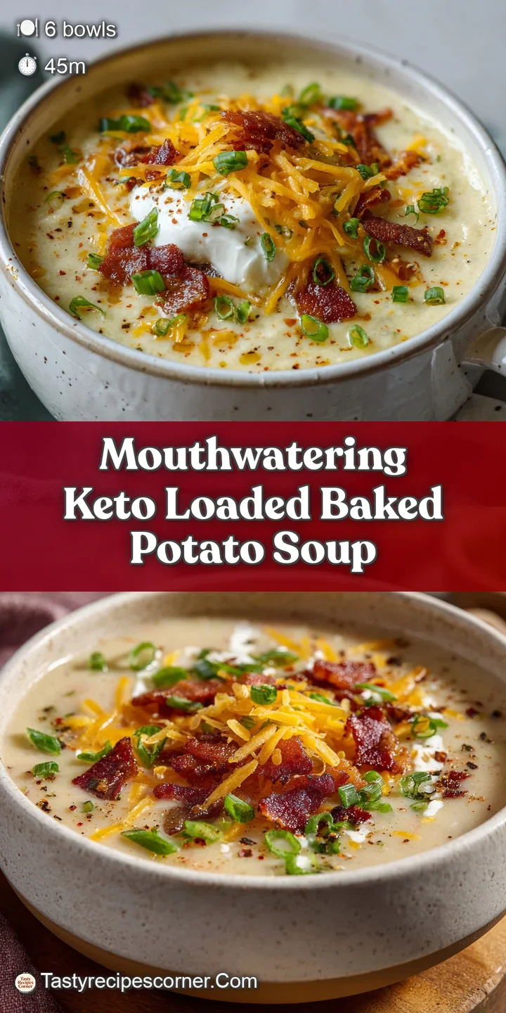 Close-up of loaded potato soup. Wisps of steam rising, cheese melting into the soup, and bacon adding texture.