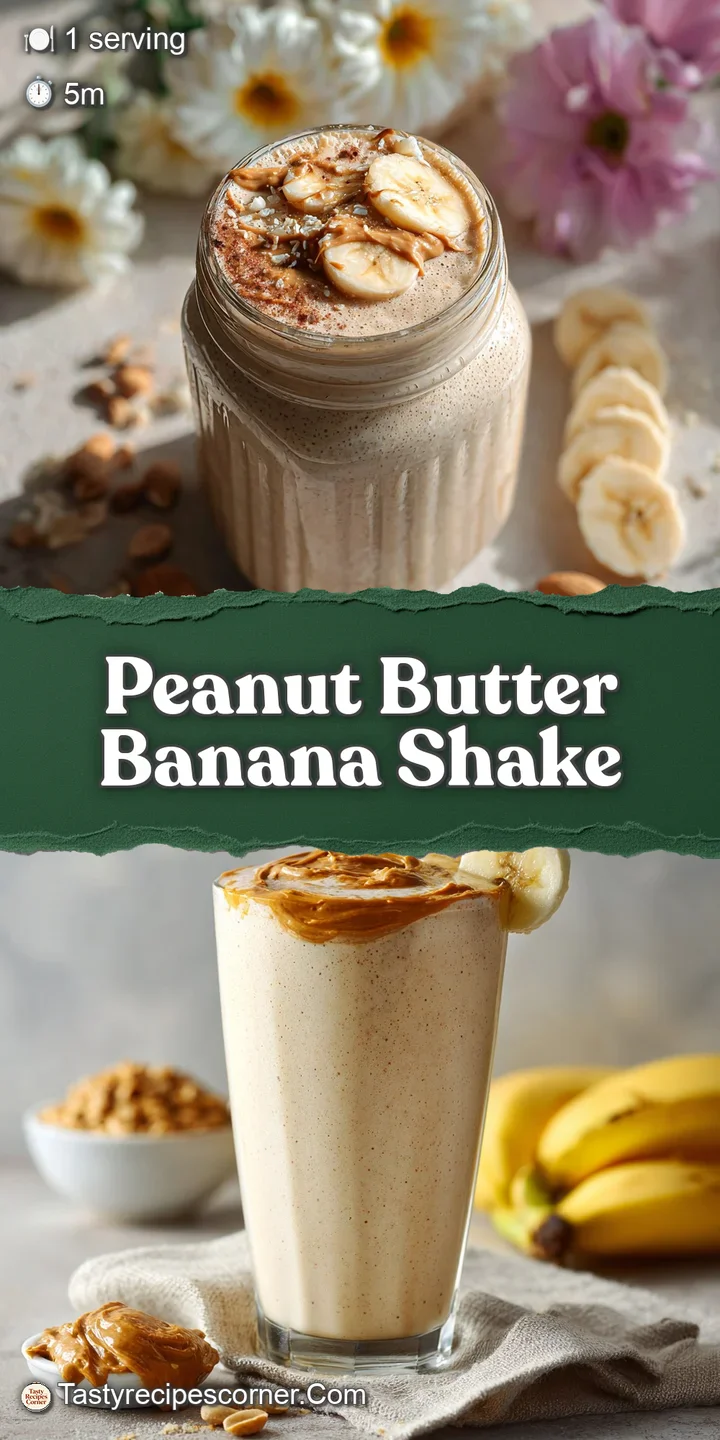 Close-up of a thick, tan-colored peanut butter banana shake. Hints of blended banana. Nutty aroma wafts through the image....