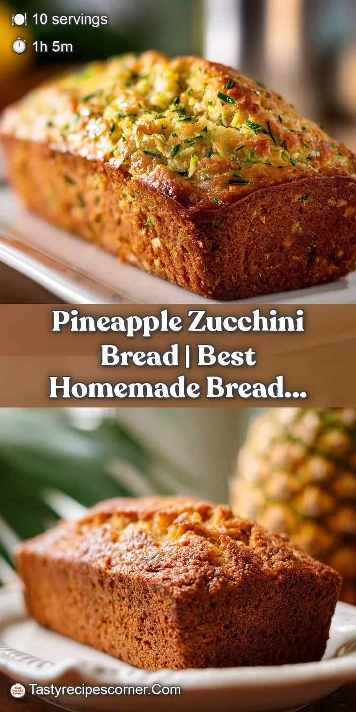 Close-up of tender, golden-brown bread showcasing juicy pineapple pieces and flecks of green zucchini within its crumb.