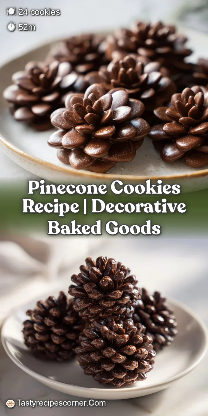 Close-up shot of a pinecone cookie revealing intricate details. Sugary scales catch the light, giving it a warm, inviting ...