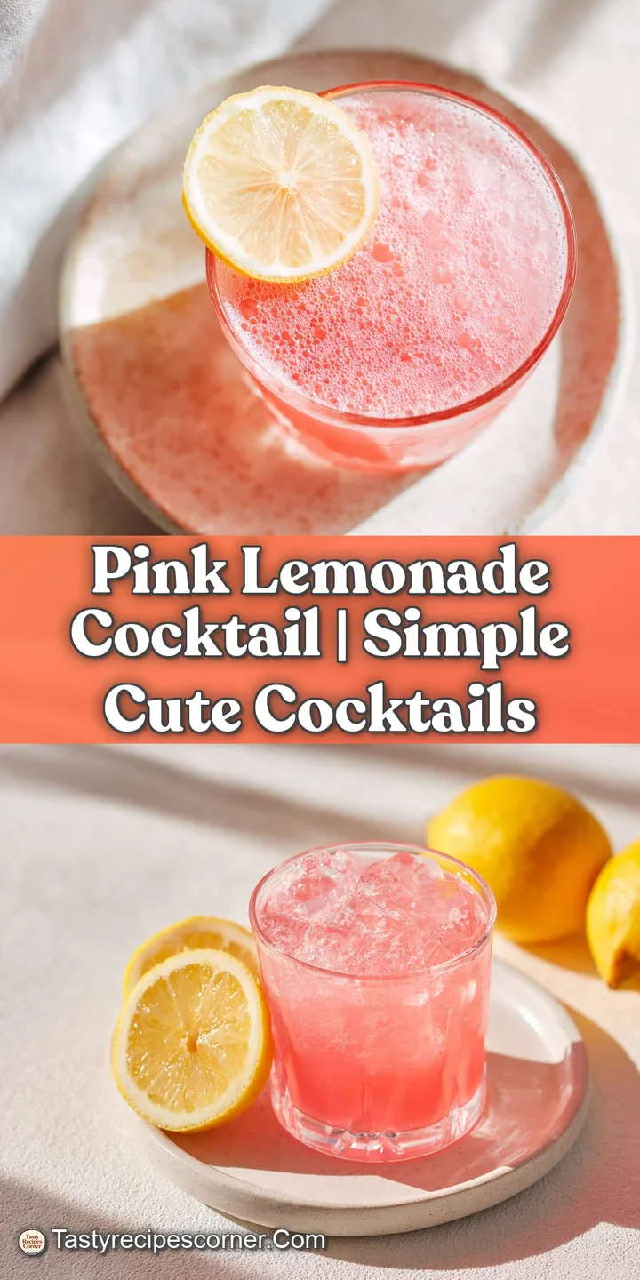 A refreshing close-up of icy pink lemonade, with bubbles rising and a dew-kissed lemon wedge perched on the rim.
