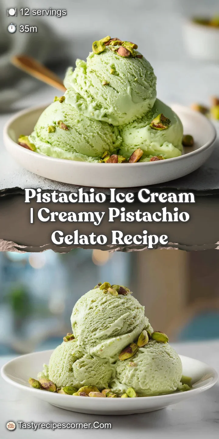 Close-up of a luscious, pale green pistachio ice cream scoop, showing its creamy texture and nutty flecks.