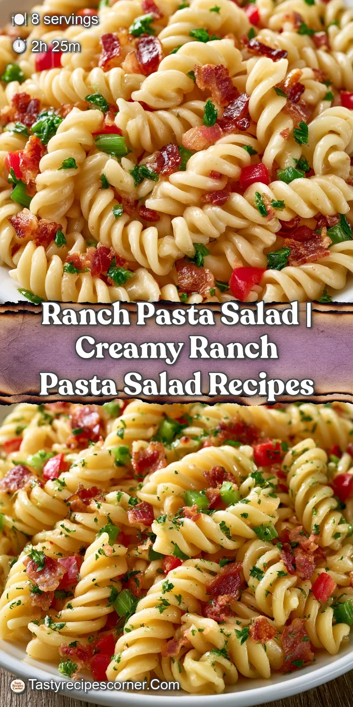 Close-up of creamy spiral pasta coated in white sauce with crispy brown bacon and vibrant green chive sprinkles.