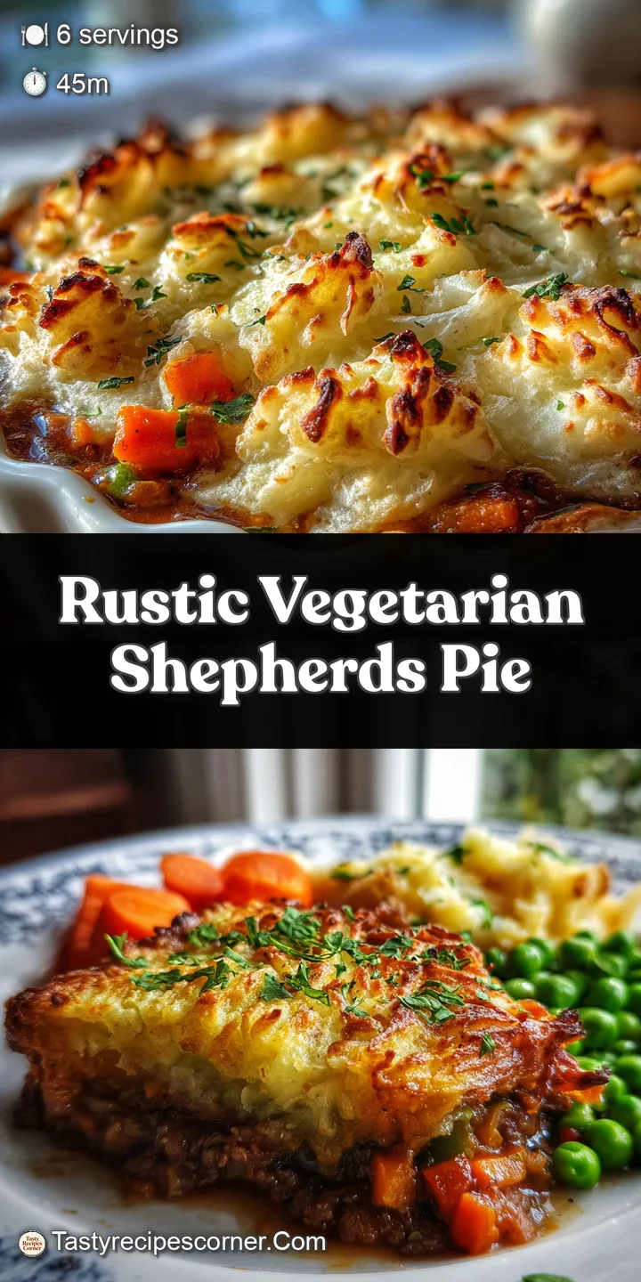 Close-up of a warm lentil shepherd's pie, showcasing the textures of the mashed topping and savory filling beneath.