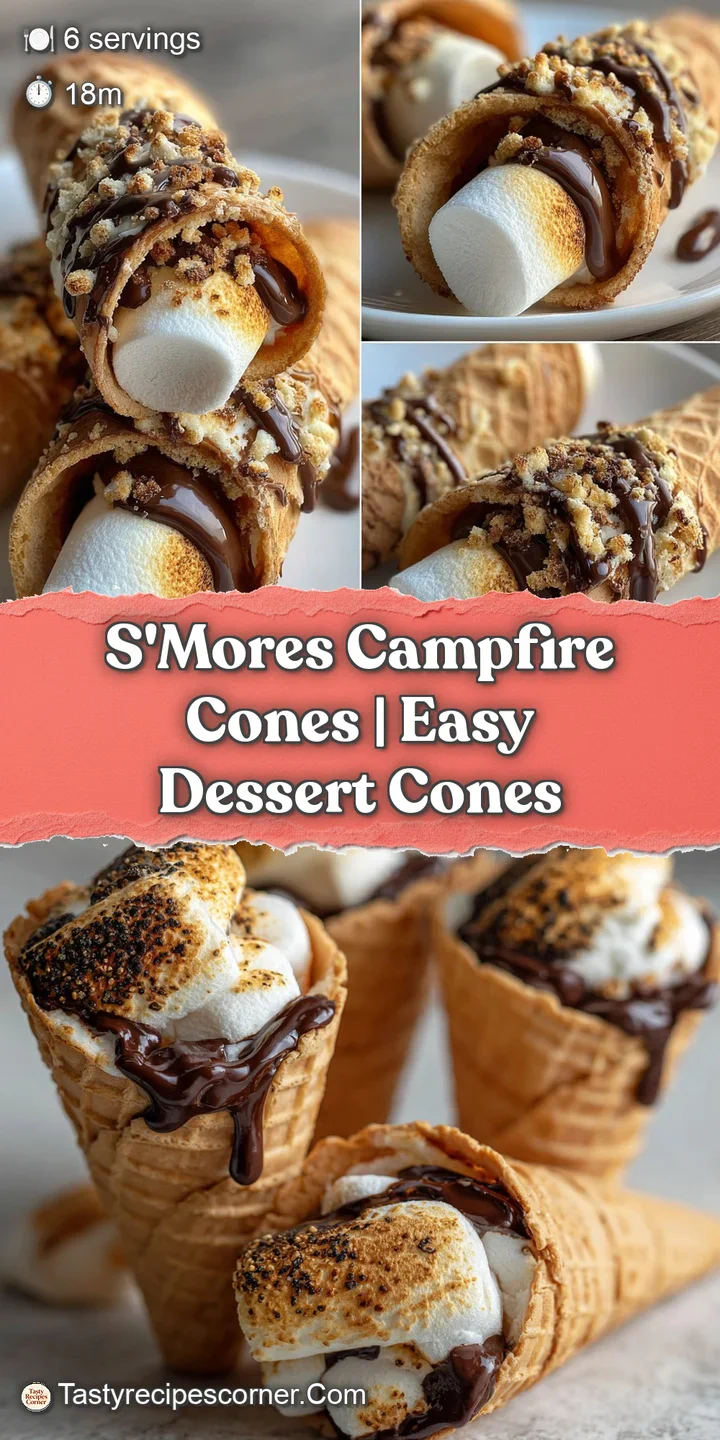 Close-up of a waffle cone s'more with gooey, melted chocolate and toasted marshmallow, showing the irresistible treat.