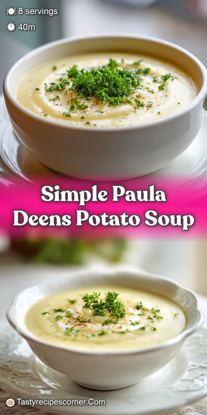 Rich and thick potato soup, flecked with herbs, with visible steam rising, suggesting a comforting and hearty meal.