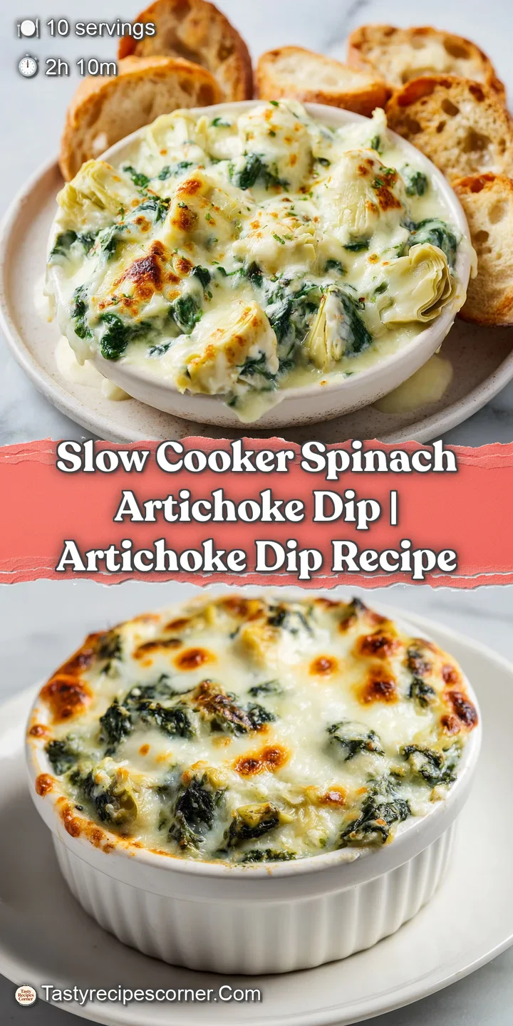 Close-up of a golden, melted cheese pull with tender artichoke hearts and wilted spinach in a rich, creamy sauce.