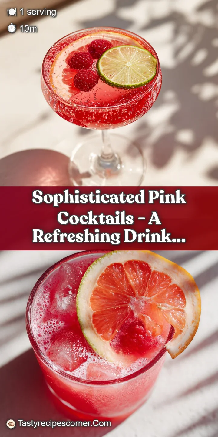 Close-up of a frosty pink cocktail, showcasing glistening condensation and a swirl of liquid, with a blurred berry garnish.