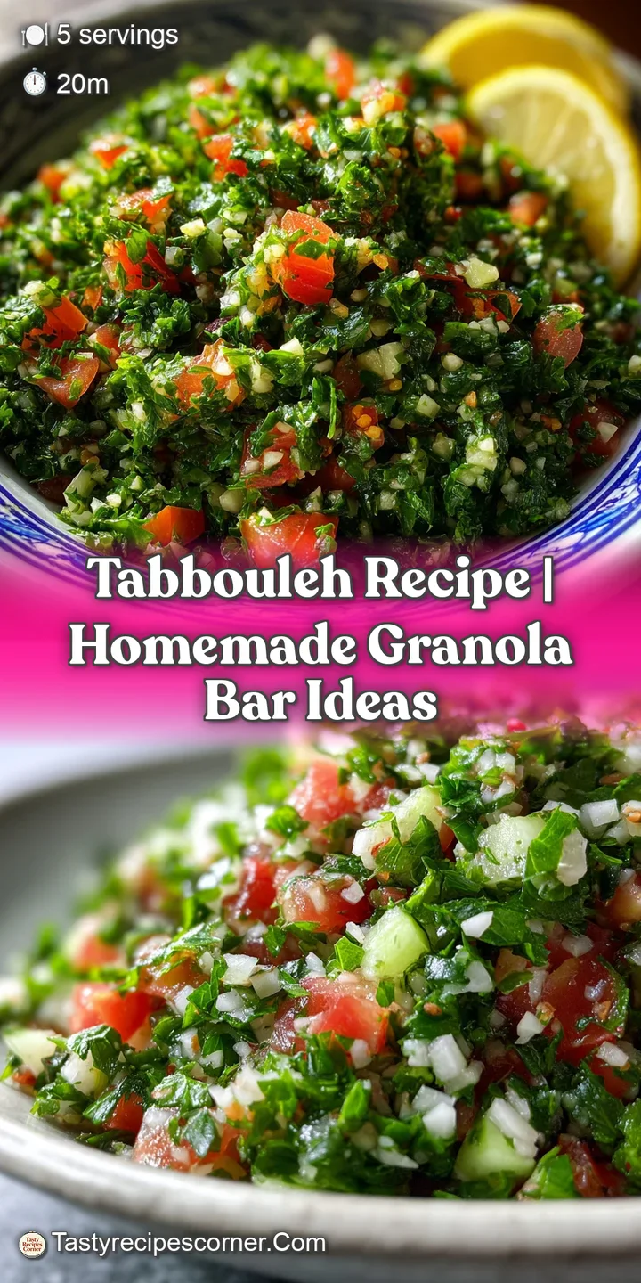 Close-up of refreshing tabbouleh salad, glistening with olive oil and bursting with colors from the parsley, mint, and dic...