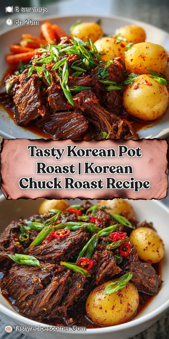 Close-up shows the glistening, shredded, melt-in-your-mouth beef in a flavorful Korean-inspired sauce, surrounded by soft ...