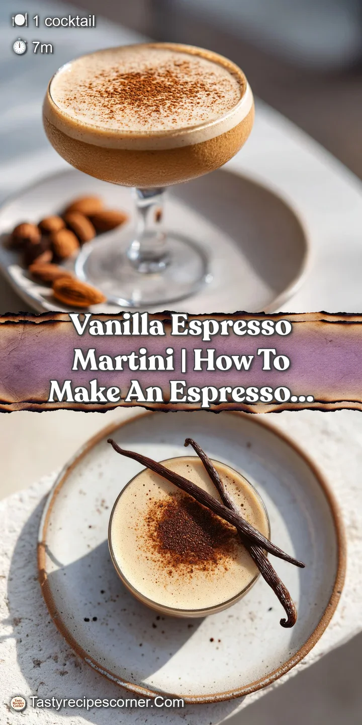 Close-up of a silky, dark tan espresso martini with a fluffy crema and a single, shiny coffee bean.