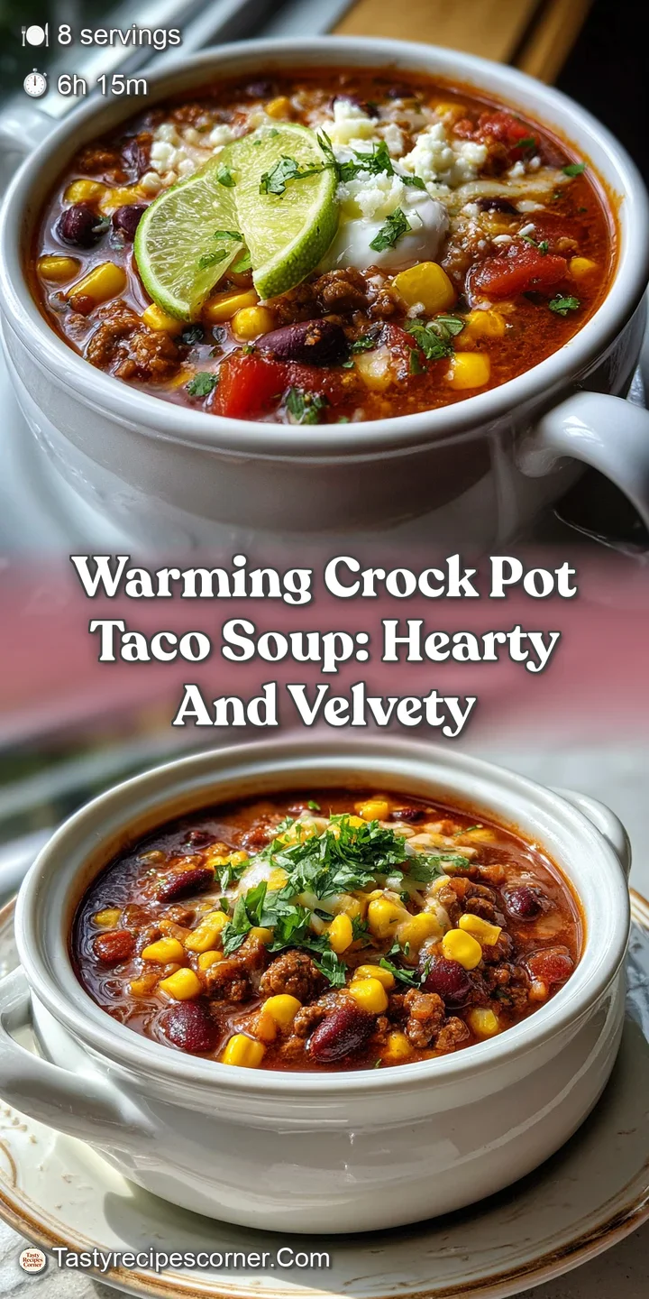 Close-up of rich taco soup: juicy ground beef, tender beans, and colorful veggies swimming in a flavorful, spicy tomato br...