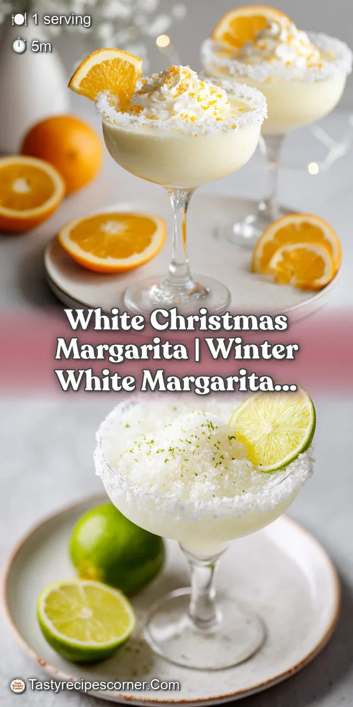 Close-up of a frosty white margarita, showcasing the salted rim, sugared cranberries, and vibrant green rosemary sprig.